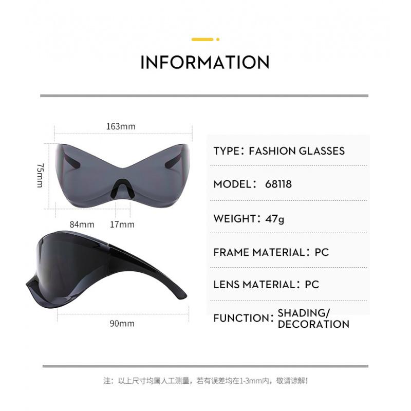Silver sports sunglasses, punk style, unisex, Y2K futuristic wraparound sunglasses design