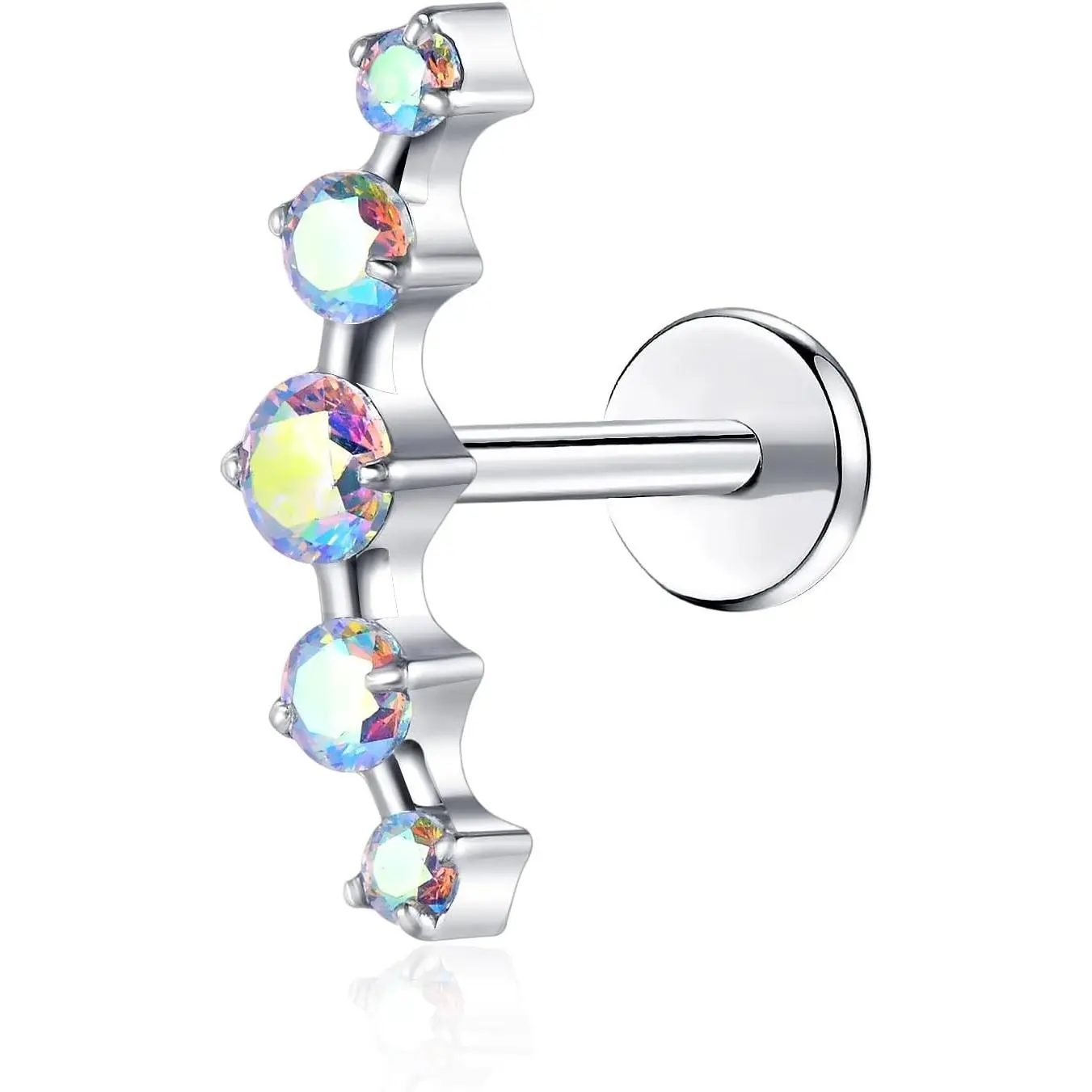 G23 Titanium Flat Back Earrings Studs 20g 18g 16g F136 Titanium Labrets Press Fit Threadless Push In Dainty Cartilage Helix Conch Lobe Lip Tragus Piercing Jewelry Push Back