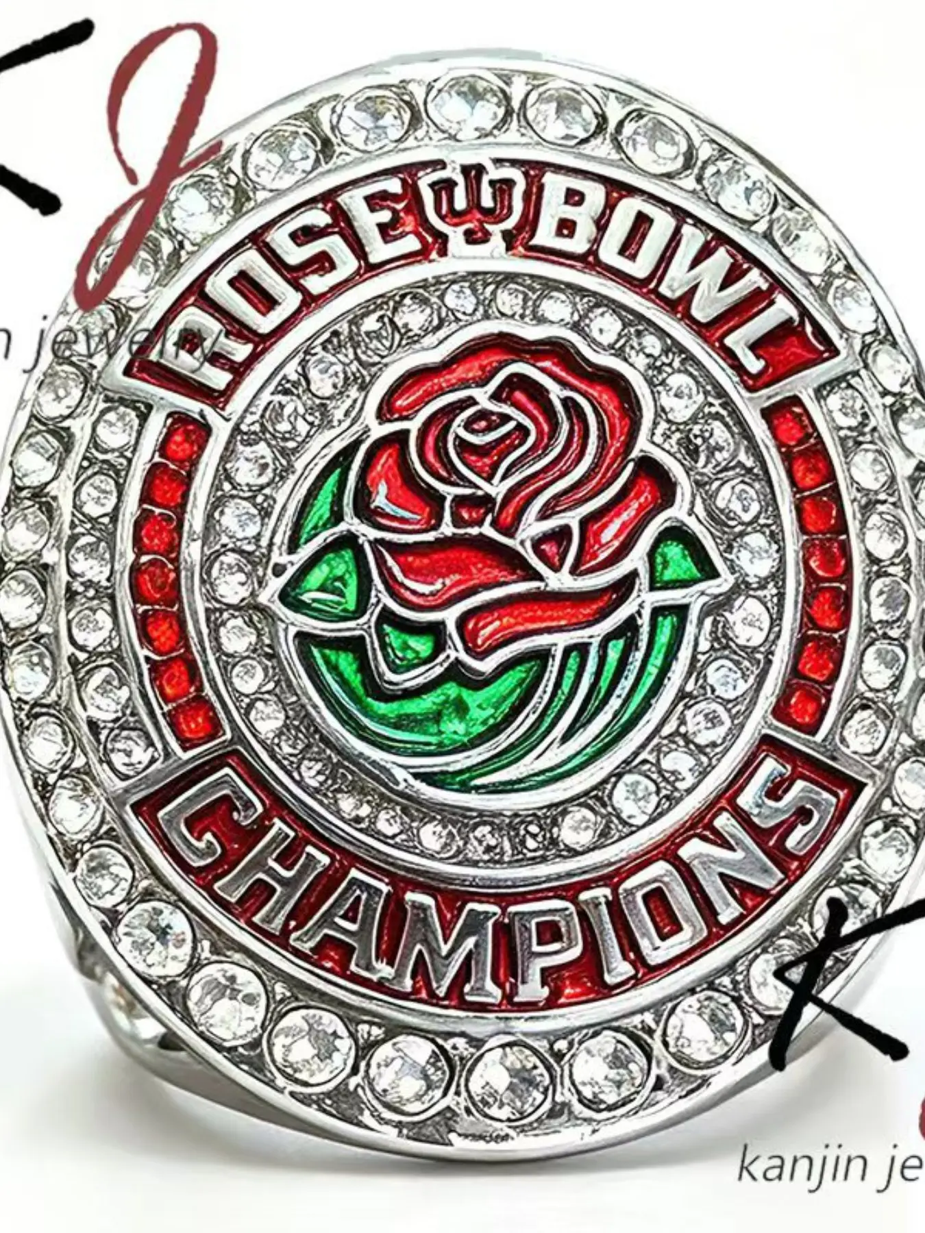 Ncaa-2026 Indiana Hoosiers Football Rose Bowl Champion Alloy Ring, Fan Jewelry, Sports Collectible, Unisex Design, All Seasons Wearable