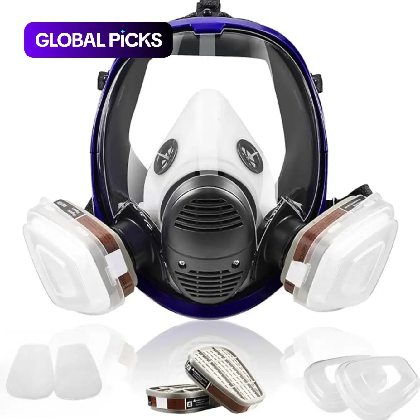 Gas Mask, 7 in 1 Reusable Full Face Protective Respirator Gas Mask with Activated Carbon Filter, Safety & Security Supplies for Home, Dustproof Gasproof Mask, Safety Gear #GLOBAL PICKS