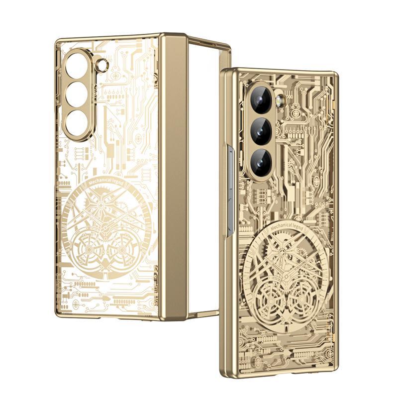 360° Full Protection Electroplated Hinge Protective Cover Compatible with Samsung Z Fold 7/6/5/4/3, Integrated Built-in Screen Protector