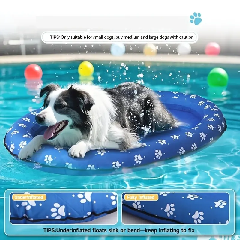 Inflatable Pet Float Mat, Foldable Dog Cooling Water Float Bed, PVC Inflatable Pool Float Pad, Pet Swimming Aid, Pet Accessories