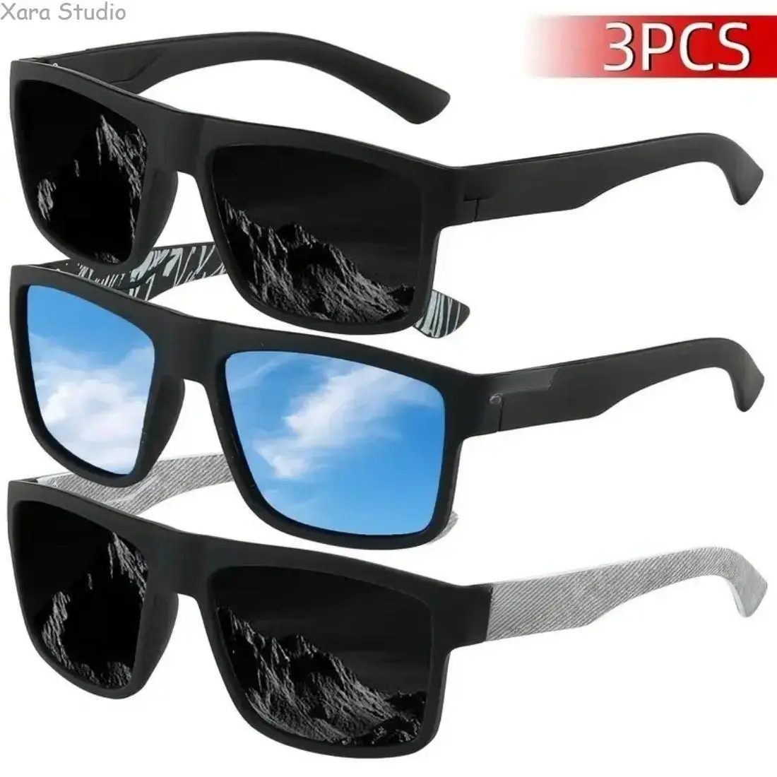 Men's Polarized Multi-Sports Sunglasses - UV400 UV Protection TAC Lens, Anti-Glare Plain Lightweight Durable Square Frame Sun Protective Eyewear for Driving, Fishing, Polarised Lens, Uv Protection Lens