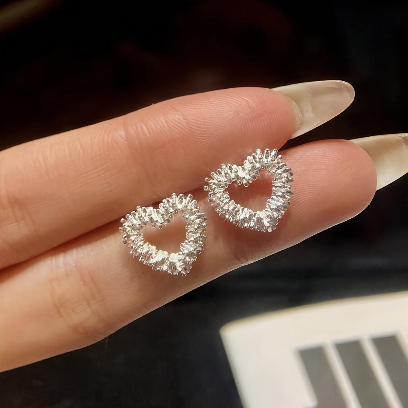 1Pair Heart Irregular Earrings Lovely Stud Earrings Luxury Jewelry Gifts For Women