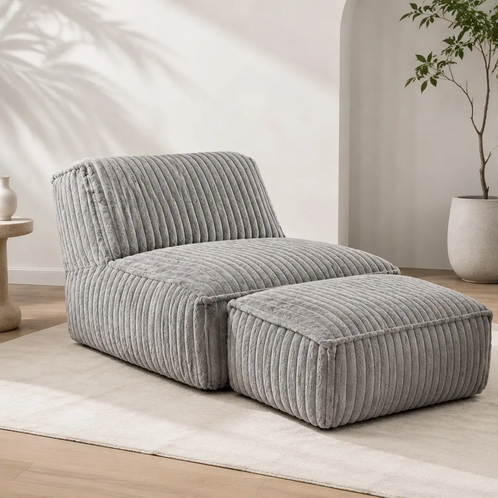 ARCH Modular Floor Chaise Lounge Convertible Sofa Bed, 63" L x 31" W x 26" H, Light Grey Flannelette, Ergonomic 3-Zone Support, Removable Machine Washable Cover, Multi-Scene Relaxation, DARK GREY/LIGHT GREY