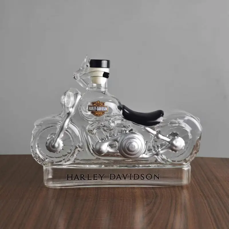 Creative Motorcycle Glass Liquor Bottle, Airtight Sealed Home Brewing Jar, High Borosilicate Whiskey Bottle, Durable, Stylish & Versatile Design, Flask, Drinkware, Container, Storage, Kitchen