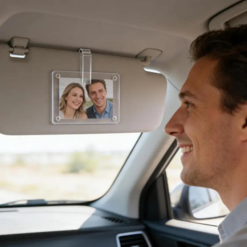Magnetic Car Sun Visor Photo Holder Acrylic Photograph Display Car Picture Holder Horizontal Vertical Picture Frame Clip