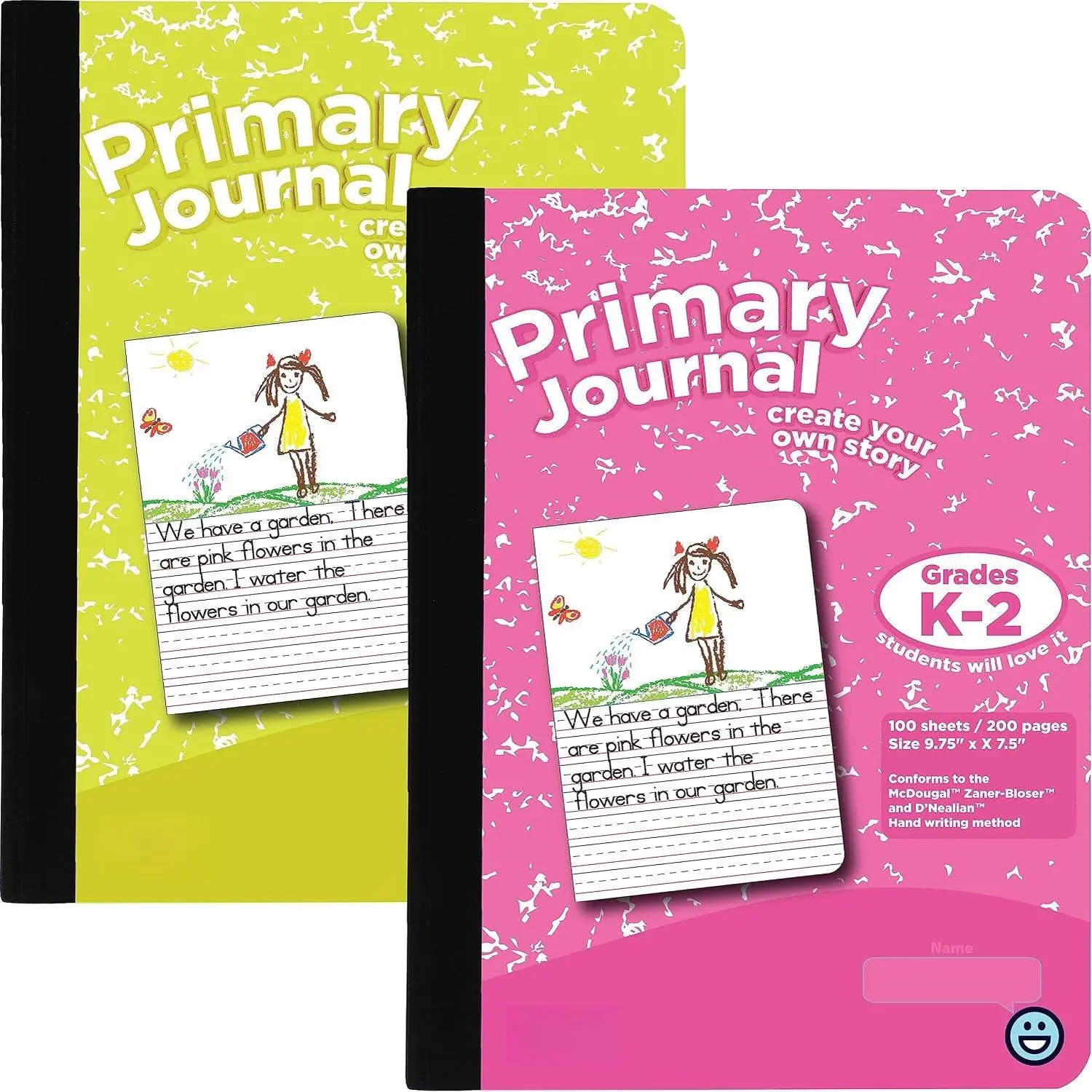 Primary Journal Grades K-2, Primary Writing Journal, Half Page Ruled Primary Journal Composition Notebook for , 100 Sheets  Notebook,  and Yellow (2 Pack)