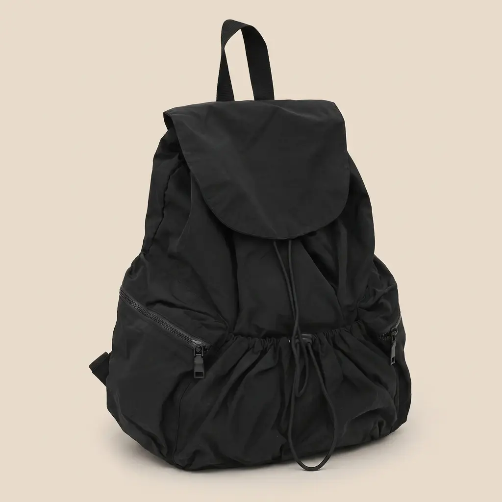 Unisex Nylon Drawstring Shoulder Backpack - Korean Chic Lazy College Style, 20-35L Weight-Reducing, 13in Laptop-Fit, Urban Minimalist Solid Color Multifunctional Sports Bag with Zipper Pocket for Adults (Gym, Travel) Workout Sport & Athletic Training Bag