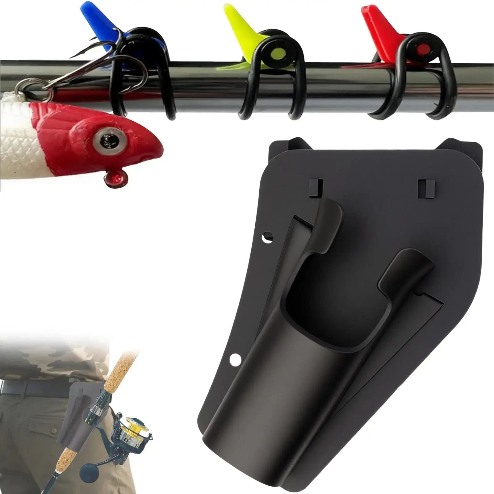 1PC Outdoor Fishing Rod Holder Waist Holster Hands-Free Slide-In Design Durable Quick Access Compartments Fly Bank Fishing Fishing Accessories