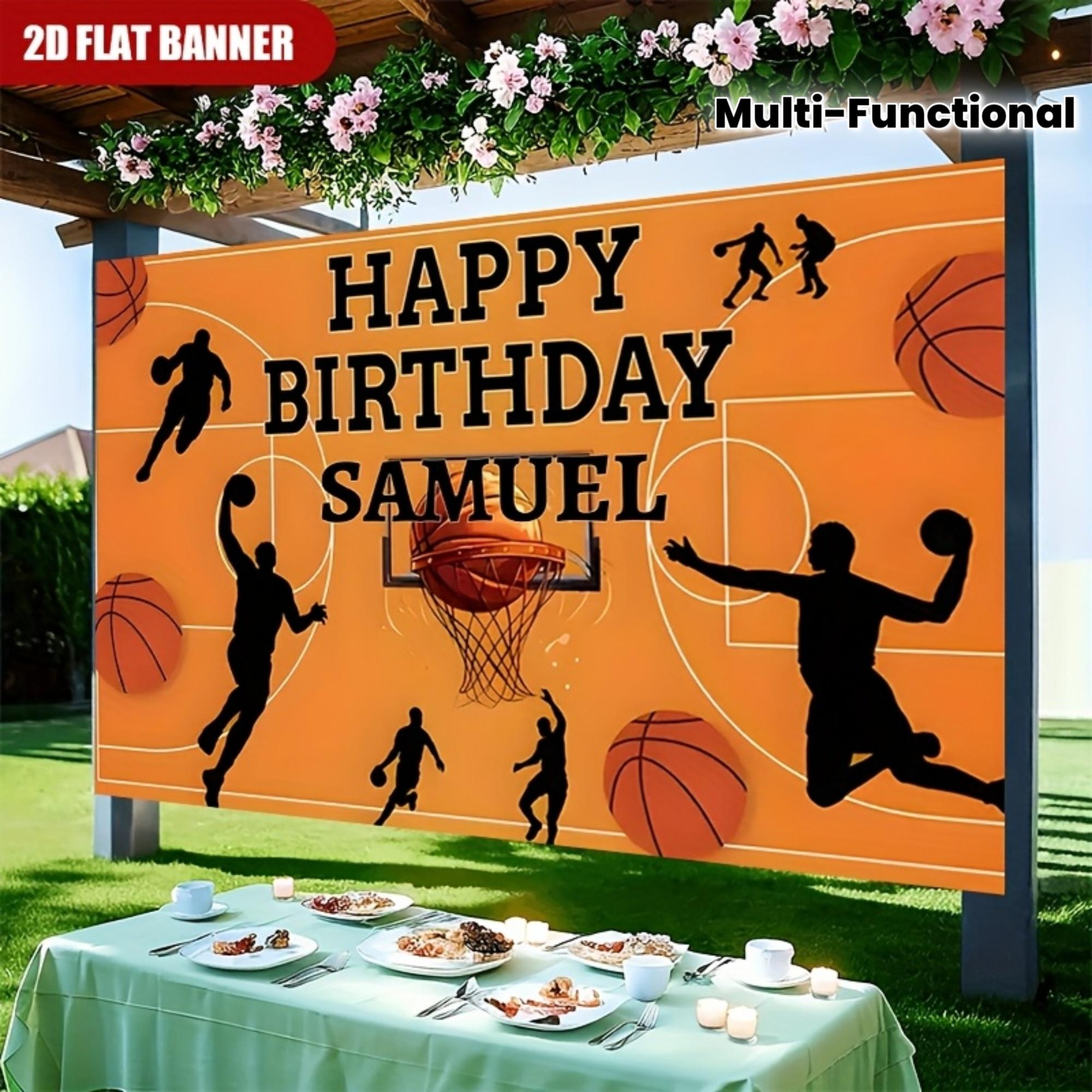 [Custom Basketball Background] 2D Flat Personalized Custom Name Birthday Party Basketball Dunk Background Cloth - Multi-Functional Party Wall Decoration for Home Decor - Suitable for Various Occasions and Patterns - No Electricity Required