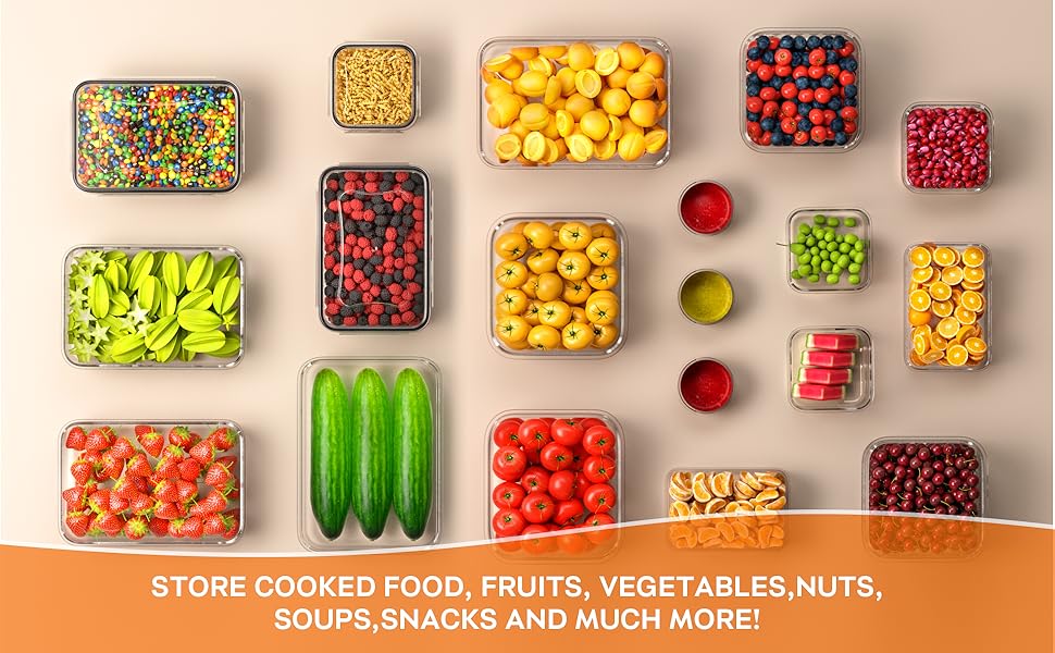 40 PCS Food Storage Containers with Lids Airtight (20 Containers & 20 Lids), Plastic Storage Meal Prep Container-Stackable 100% Leakproof & Microwave Organization and Storage Sets, Lunch Containers