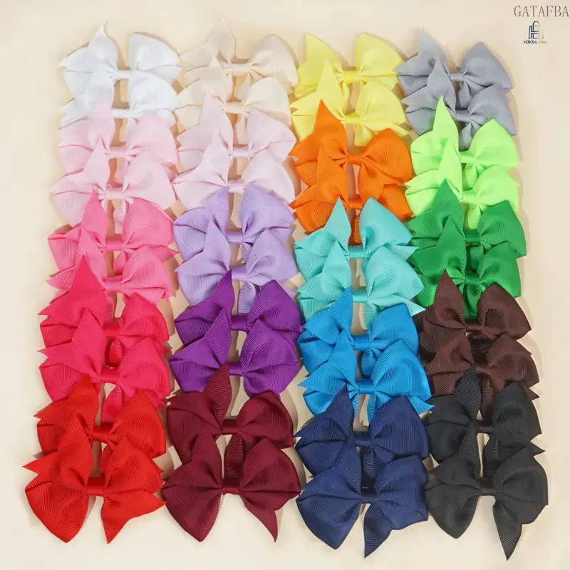 40 Pack Unisex Grosgrain Ribbon Clip-On Bows, 3.5 Inch Hair Bows with Alligator Clips, Cute Hair Accessories for Back to School, Daily Sports & Outdoor Wear