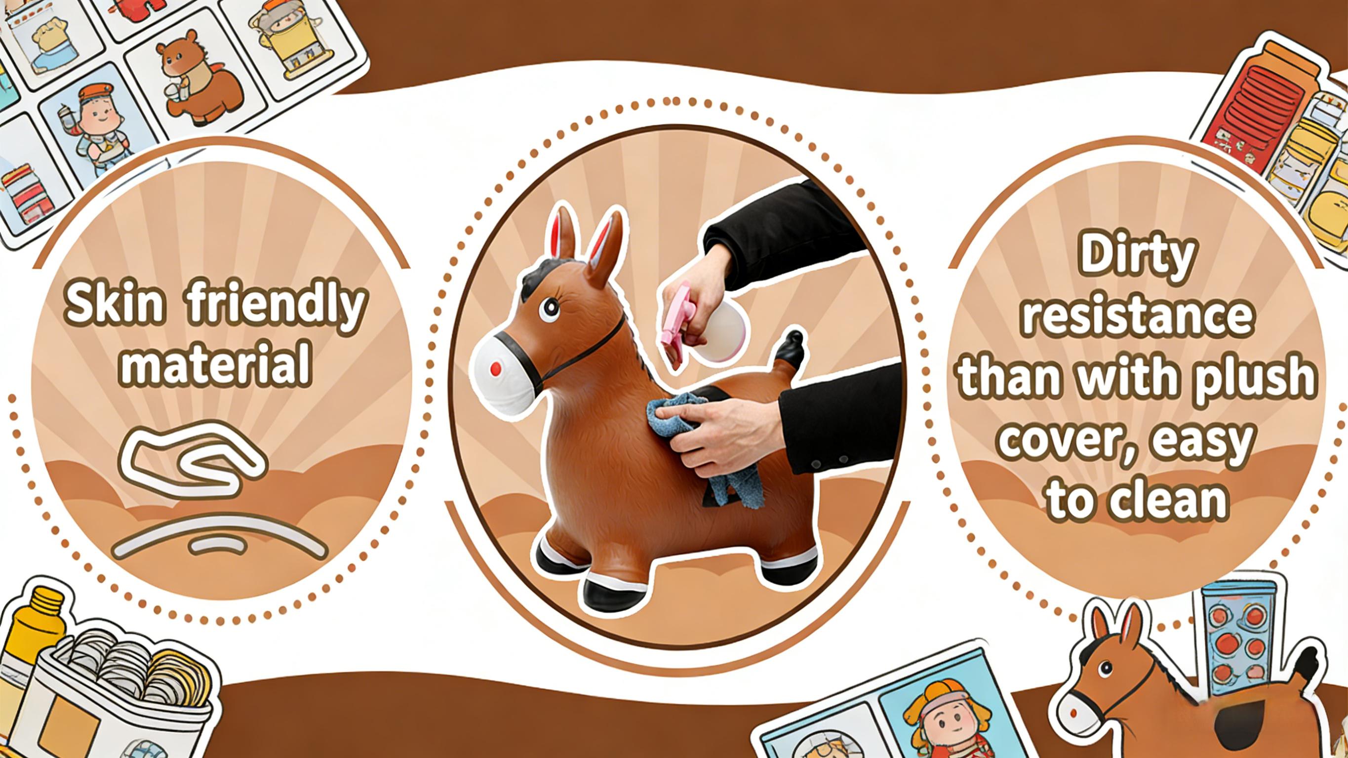 Bouncy Horse Hopper Toys, Toddlers Bouncing Farm Animals Inflatable Jumping Hopping Horse, Ride on Rubber Bouncer for Kids, Outdoor Indoor Cool Birthday Gifts for 2 3 4 5Year Old Girl Boy