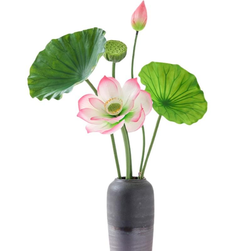 Real Touch Lotus  Flowers, New Chinese Style Water Lily & Lotus Leaf Decor, Zen Buddha Hall Ornament, Photography & Wedding Floral Arrangement Props White Babys Breath Bouquet