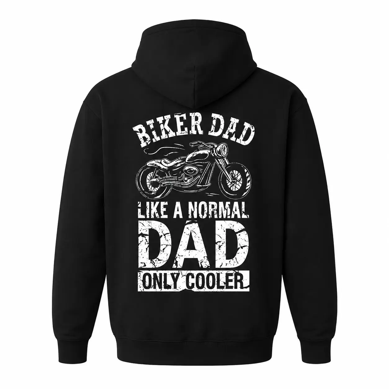 Biker Dad Graphic Pullover Hoodie - Soft Unisex Motorcycle Casual Menswear Top, Relaxed Fit Vivid Print Apparel, Custom Order Father’s Day Gift for Riders