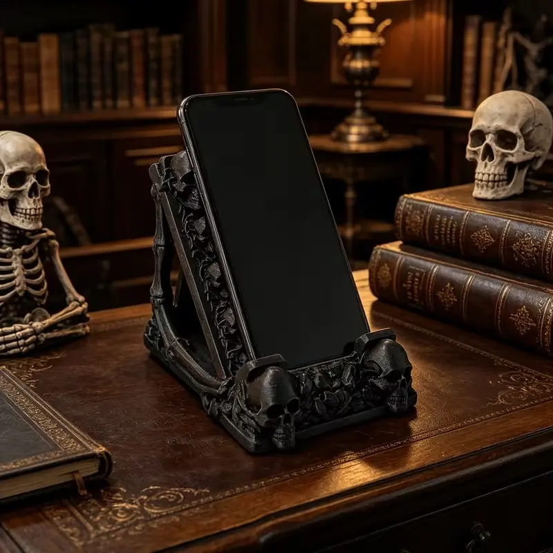 Gothic Skull Phone Stand, Dark Theme Desk Decor, Creative Phone Holder, Perfect for Office/desktop Decoration, Unique Stylish Accessory, Mobile Phone Holders