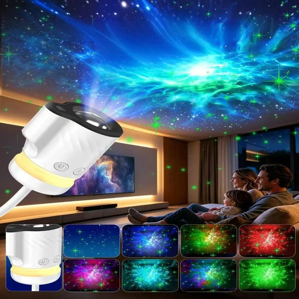 USB Starry Night Projector Lamp, 9 Light Modes, Car Home Bedroom Romantic Atmosphere, Full Sky Star Nightlight, Small Night Lamp