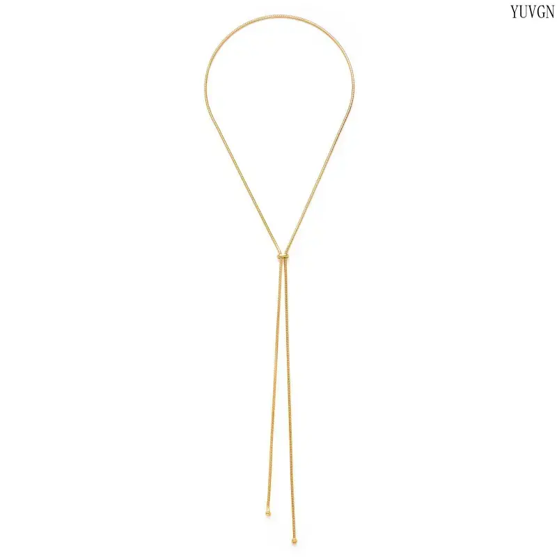 Women's Adjustable Long-Length Beaded Chain Necklace - Anti-Fade, Sliding Clasp, Tassel Ends Jewelry for Indoor-Outdoor Leisure Activities