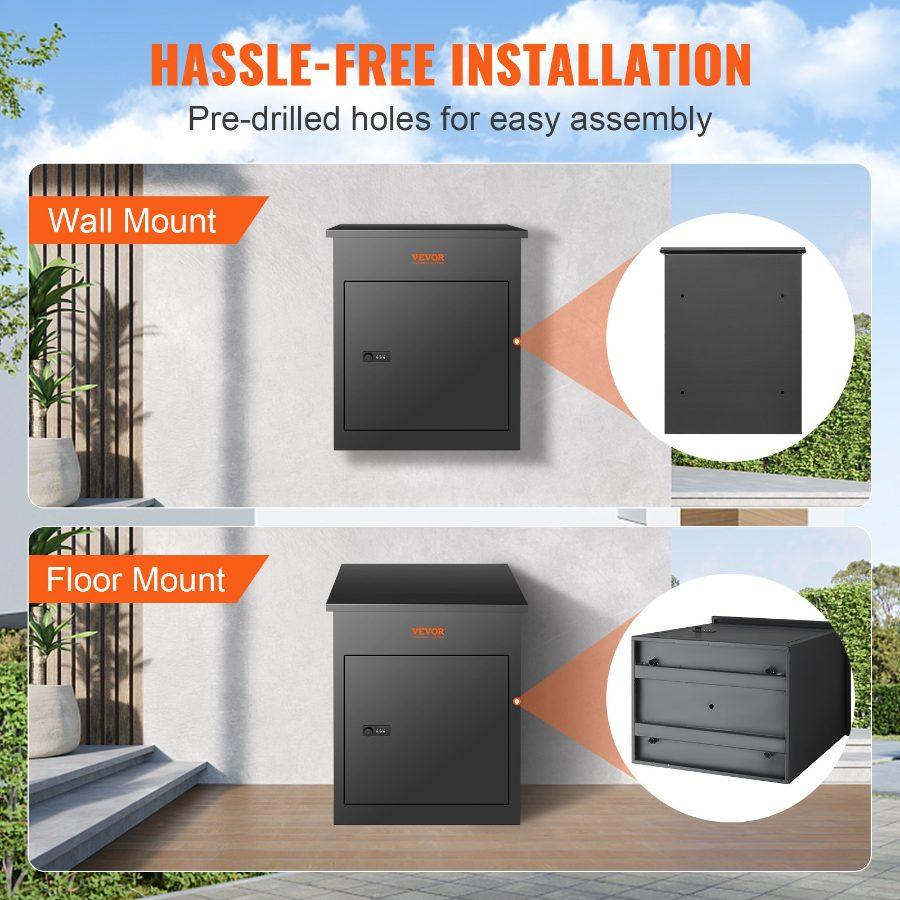VEVOR Package Delivery Boxes for Outside, Extra Large Mailbox with Coded Lock, Galvanized Steel Wall Mounted Mailboxes 17.3x13.8x22.8, Anti-Theft Baffle, IPX3 Waterproof for Porch, Curbside