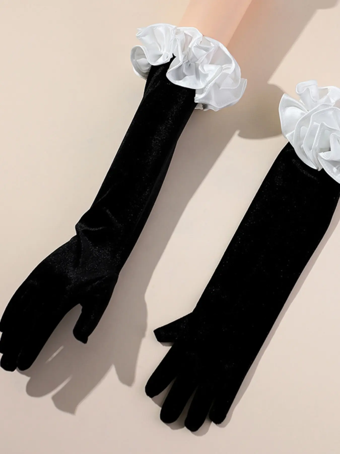 Wedding Gloves with Trim, Long Bridal Gloves for Evening Gowns, Party Accessories, Slim-Fitting Plain Design