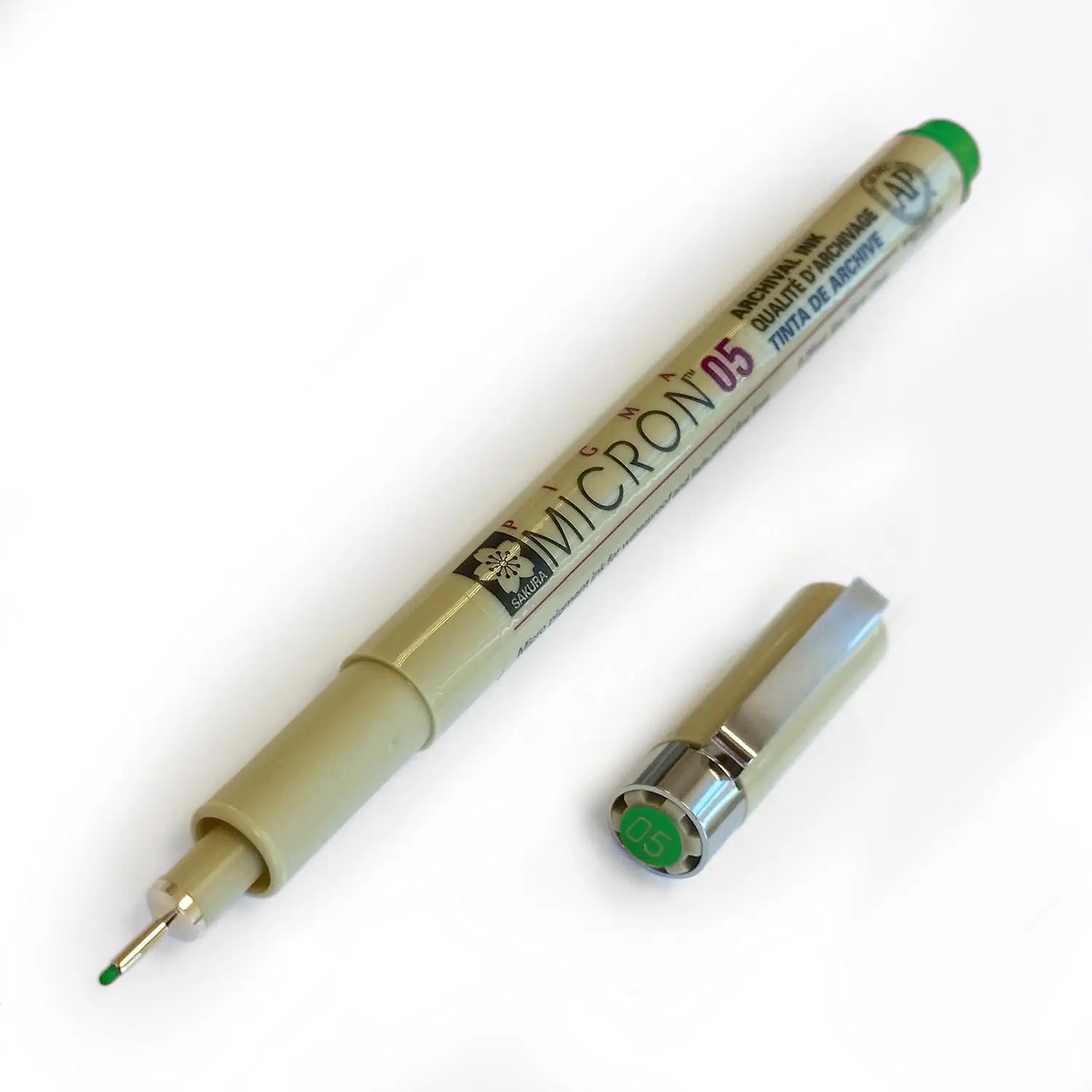 Micron Pigment Fineliners, 0.5mm Green, Standard Pack of 3 - Office Stationery Writing Tool