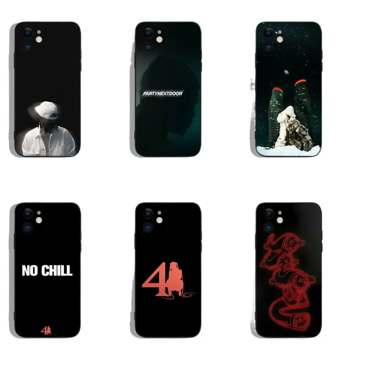 PartyNextDoor-themed liquid phone case featuring a dark, atmospheric vibe; a durable protective case compatible with iPhone 12 through 17 and Samsung S22 through S26. It makes an excellent gift for close friends and is perfect for the holiday season.