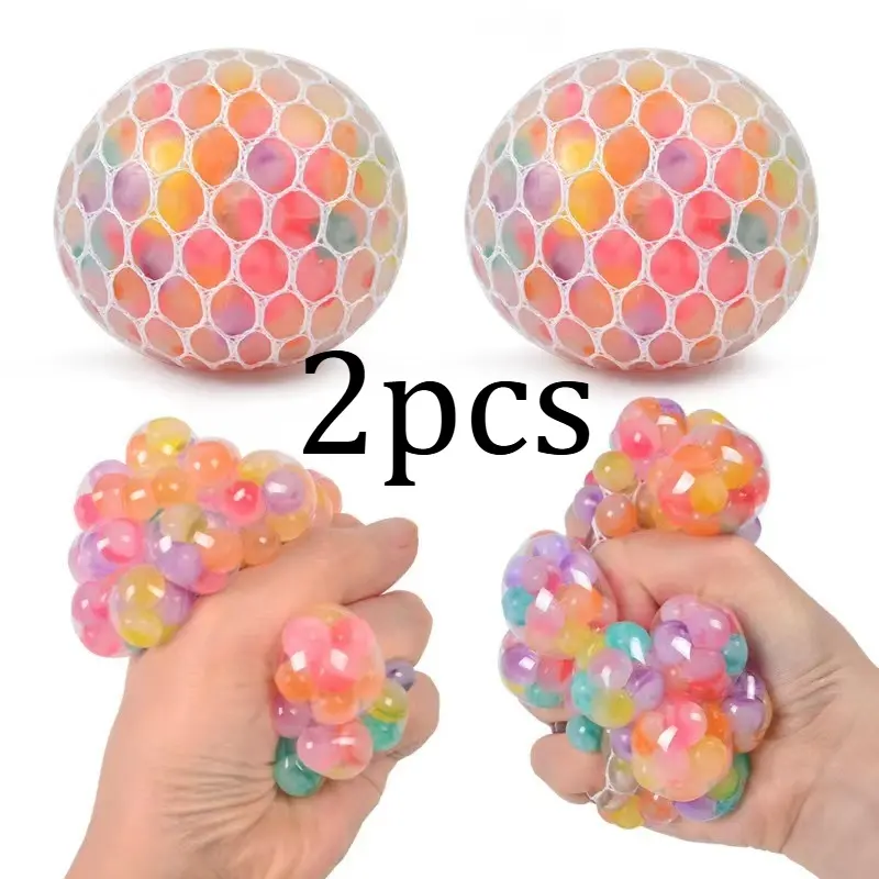 Decompression Ball Toy Children's Vent Grape Ball 6.0 Pattern Bead Color Bead Decompression Vent Ball Squeeze Pinch Music Squish Balls Squishy Stress Relief