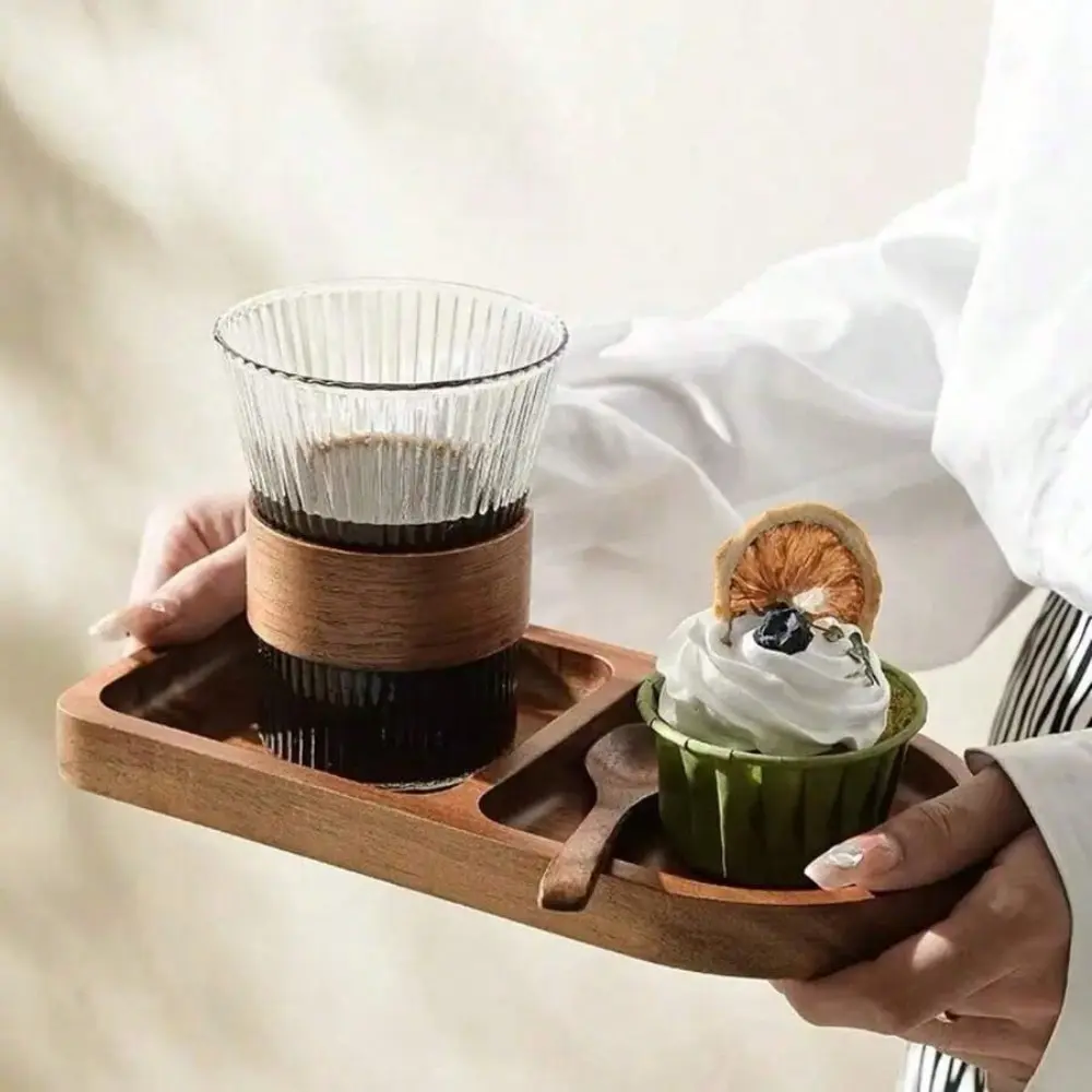 1pcs Teak Coffee Tray, Food Tray, Snack Tray, Dessert Tray, Cake Tray, Suitable for Cafes, Restaurants, Living Room