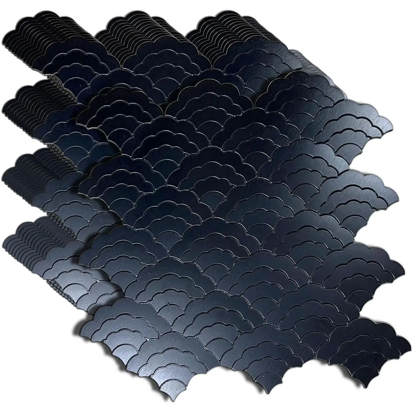 7-Sheet Peel and Stick Metal Backsplash Tiles, Self Adhesive Cloud-Shaped  Mosaic  Wall Sticker for Kitchen Bathroom Living Room Decor (Black, 11)