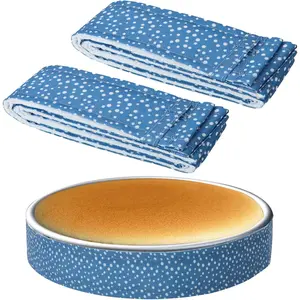 2 Pcs Absorbent Thick Cotton Baking Dampen Strips for Cake Pan for Kitchen Bakery Restaurant Blue