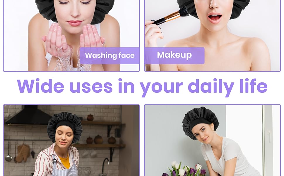 Silk Bonnet for Men, Satin Bonnet Double Layer Elastic Band Silk Sleep Cap Black Soft Adjustable Hair Cap Hair Wrap Large Bonnets for Women Sleeping Silk Bonnet for Men, Satin Bonnet Double Layer Elastic Band Silk Sleep Cap Black Soft Adjustable Hair Cap Hair Wrap Large Bonnets for Women Sleeping