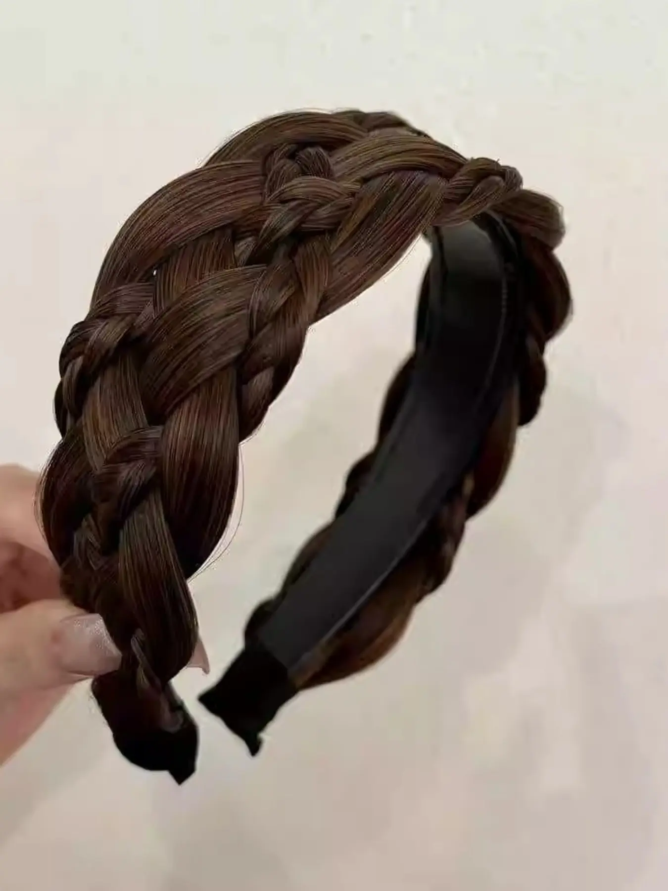 Braided Headband Synthetic Hair, Fishbone Braid Hairband for Women, High Cranial Top Hair Accessory to Cover Gray Hair, Fashion Headband