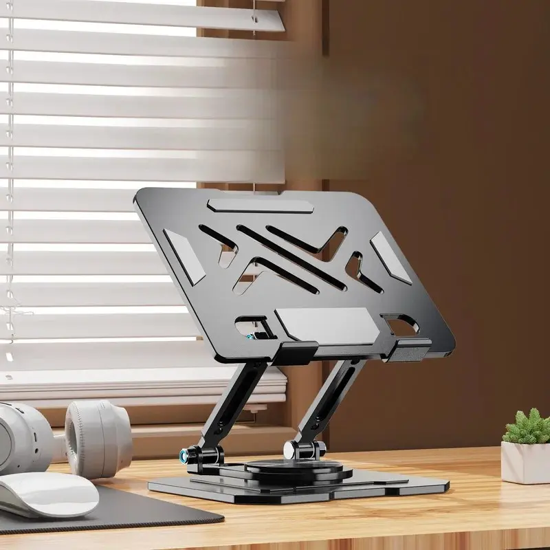 360° Rotating Tablet Stand, iPad Holder, Adjustable Height Full Metal Multi-Function Foldable Cooling, Compatible with Phones, iPad Air Mini, Etc