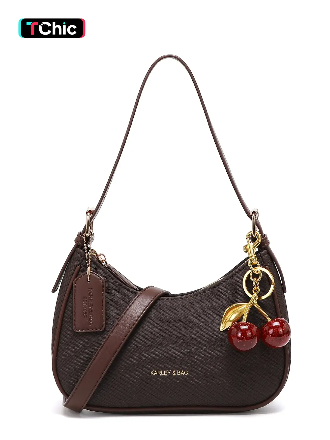 Fashion Versatile Crescent Bag, Y2K Shoulder Underarm Bag, Simple Time Babe Bag, Versatile Crossbody Bag with Cherry Charm, Casual Crossbody Bag, Fashion Bags