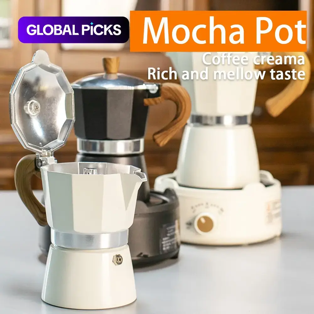 Classic Octagonal Moka Pot Set with Handle, Reusable Filter, Manual Operation, Ideal for Home Kitchen, Perfect for Coffee Lovers, Classic Coffee Maker, Coffee Brewer #GLOBAL PICKS