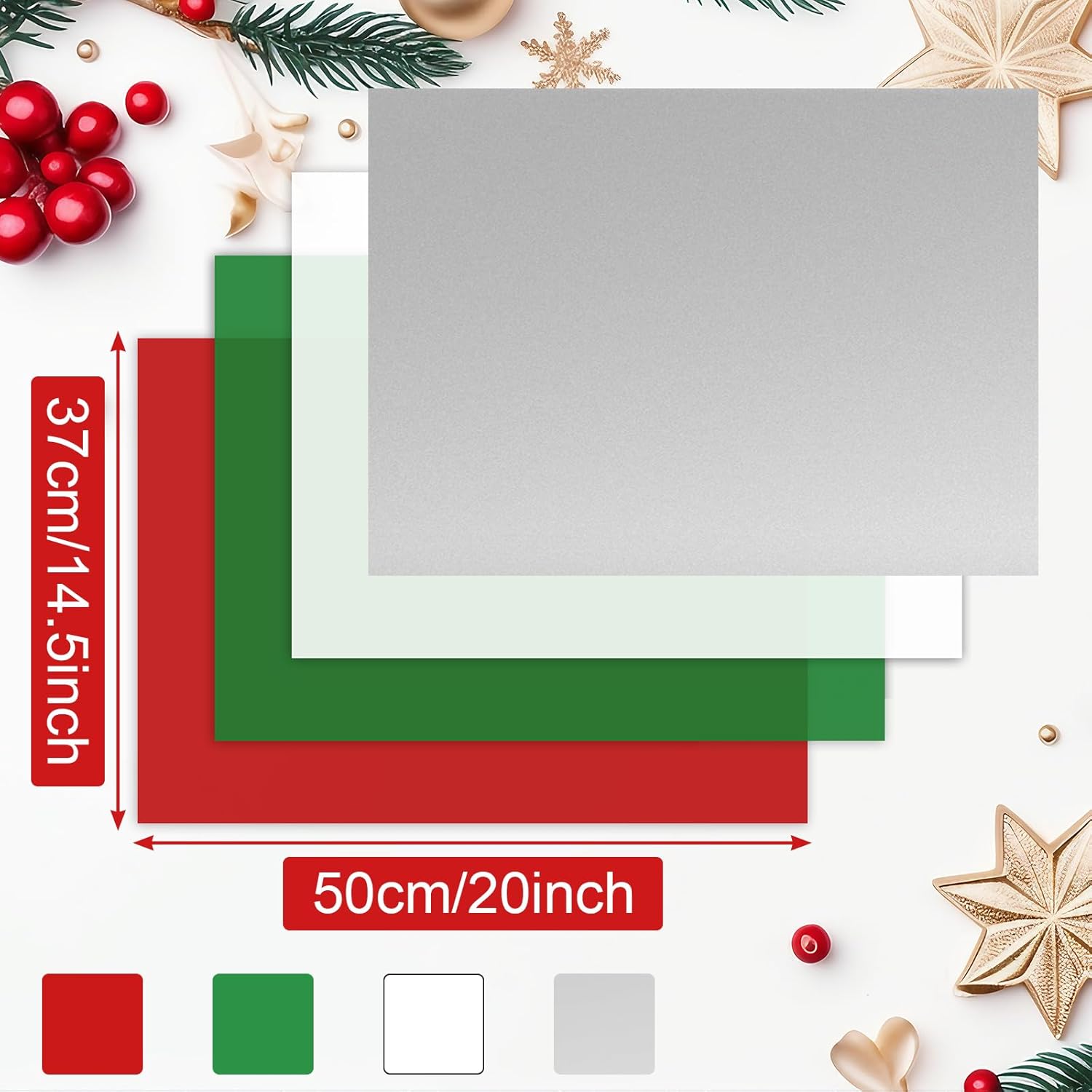 100 Sheets Christmas Tissue Paper Bulk 20 x 14.5 inches  Wrapping Paper for Flower Artworks Crafts Holiday Party Decoration (Red, Green, White,)