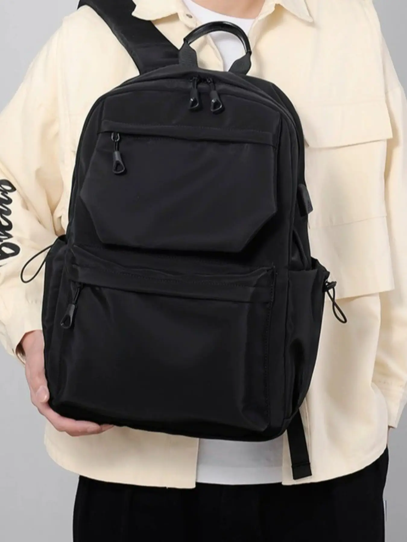 Lightweight Outdoor Backpack for Men, Korean Style Dual Shoulder Bag, Waterproof Laptop Backpack for College Students, Hiking Bookbag, Casual Backpack
