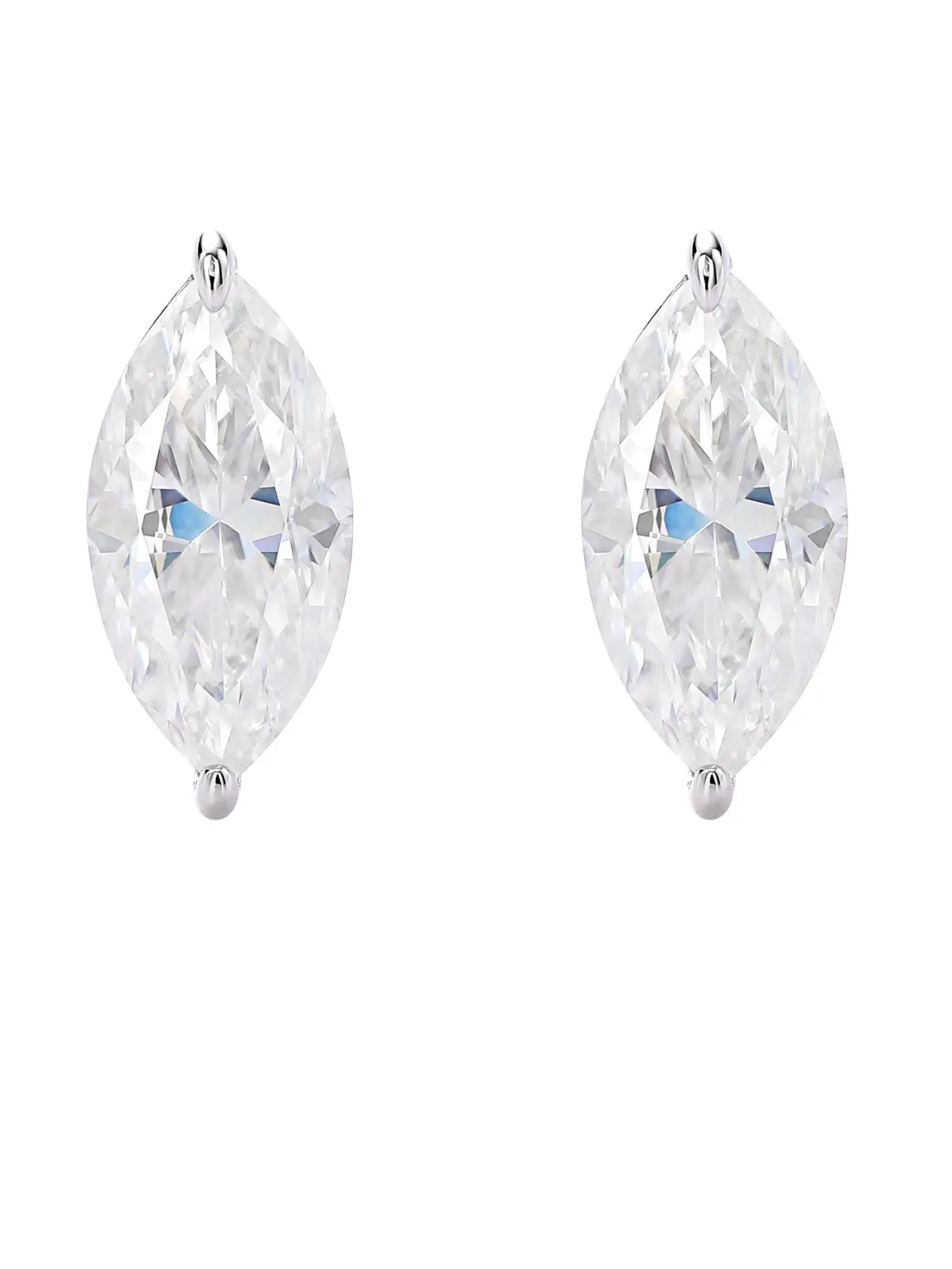 1Pair Marquise Moissanite Stud Earrings Minimalist Design S925 Sterling Silver Fine Jewelry For Women Daily Wear Wedding Party Gift Elegant Minimalist Earrings