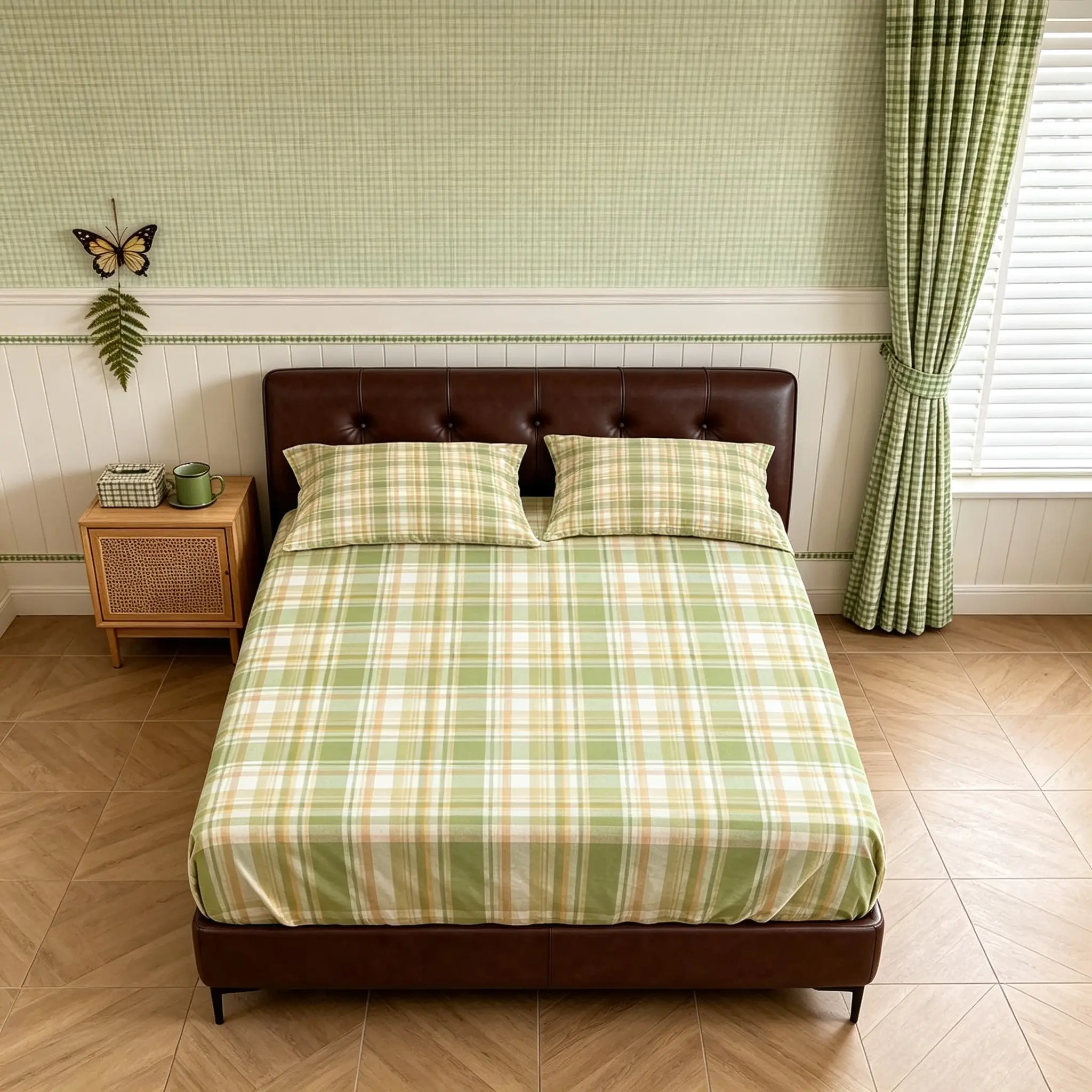 Plaid Fitted Sheet Set, 3 Pieces (1 Fitted Sheet + 2 Pillowcases, Without Pillow Inserts), Cottagecore Style Deep Pocket Bedding, Soft & Breathable Fabric, Ideal for Teen & Adult Bedroom Decor, Perfect for Home Use