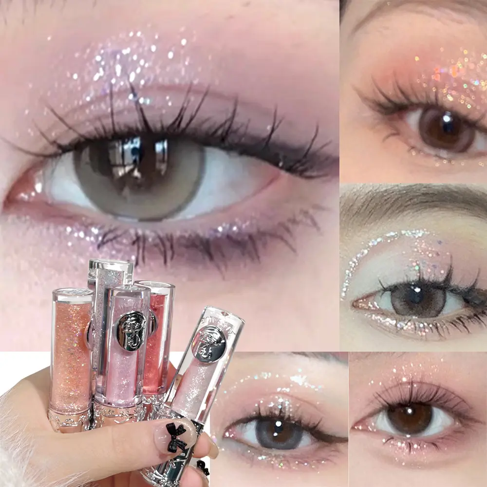 Liquid Glitter Eyeshadow Set, Sparkly Shimmer Metallic Liquid Eye Shadow, Waterproof Quick Dry Multifunctional Glitter Highlighter for Eyes Body Cheek, Diamond Glow Eye Makeup for Women