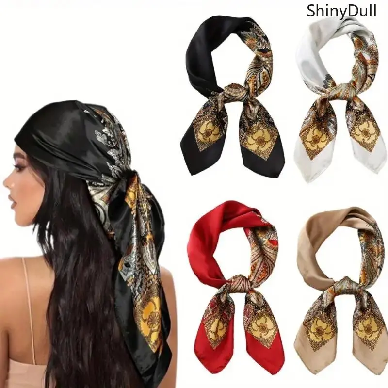 Unisex 4PCS 27" Satin Silk Square Scarf Set - Hair Accessories, Scarf Head Wrap, Bandana Look, UV Protection All Seasons Sports/Outdoor Headband for Daily Use & Elegant Outfits
