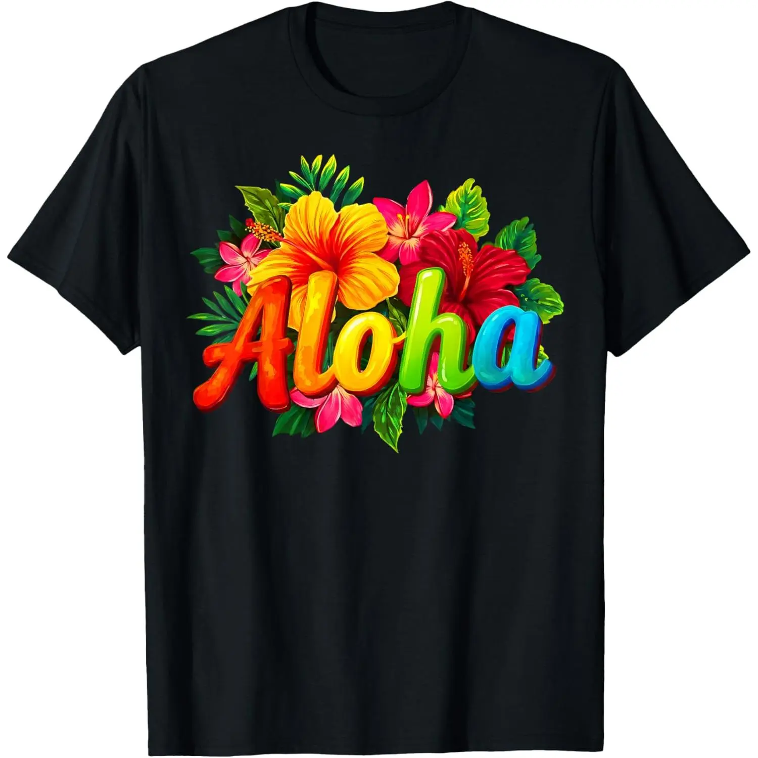 Aloha Hawaii Hawaiian Tropical Luau Party Hibiscus Flower T-Shirt