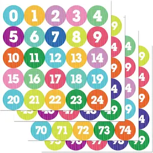 1800 count 0-99 Numbers Stickers for Office, Classroom, Organizing, Each Measures 1 inch Diameter, Stripe Design