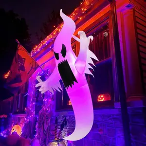 6FT Hanging LED Halloween Inflatable Ghost Multicolor Light Outdoor Yard Decor, Holiday Decor