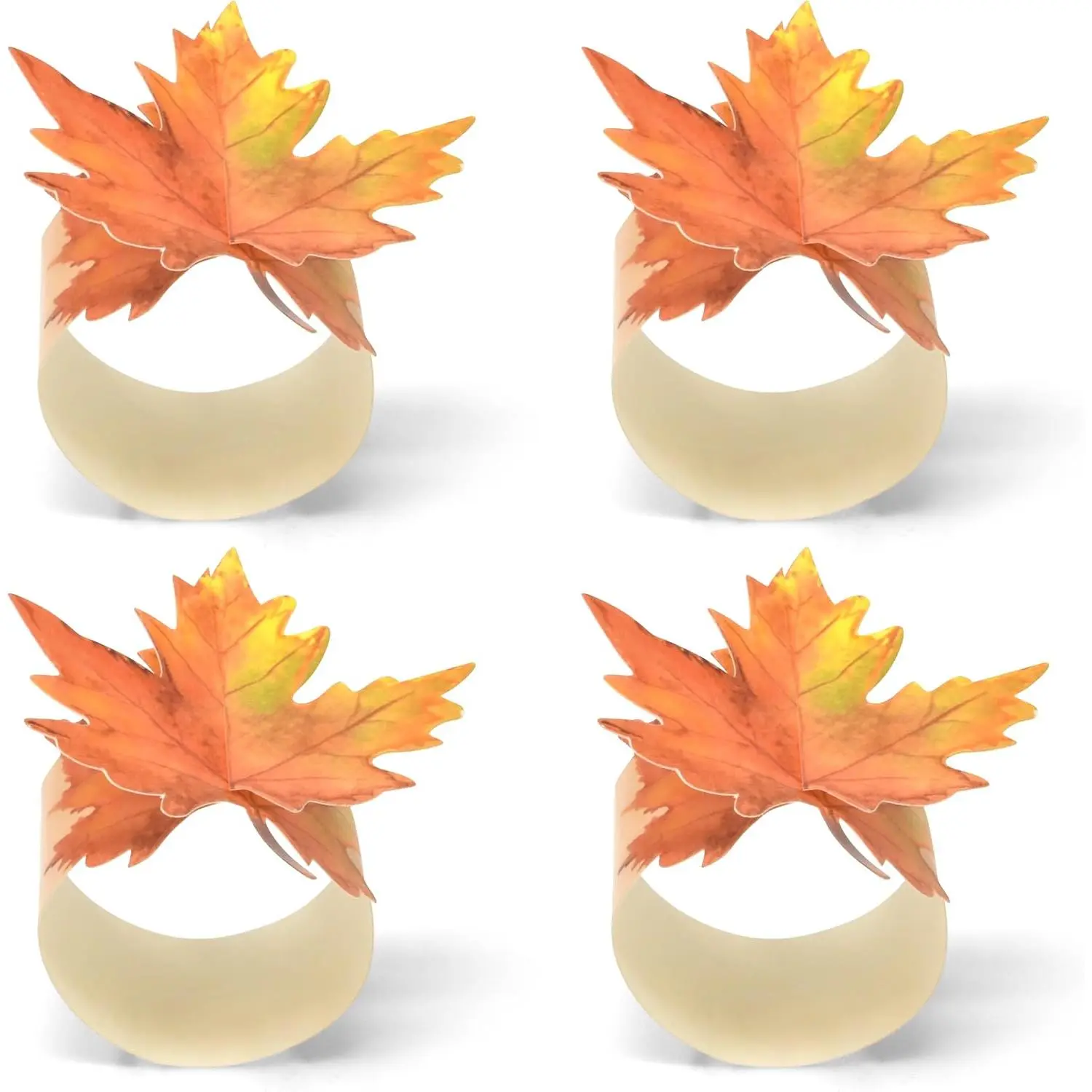 100 count Thanksgiving Paper Napkin Rings – Disposable Maple Leaf Holders for Fall Wedding, Holiday Dinner, Party Autumn Table Decorations
