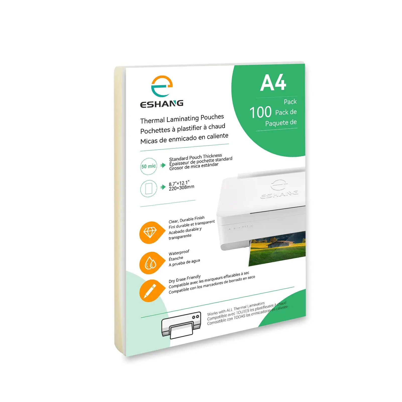 A4 Thermal Laminating Pouches, 50 Mic Size 8.3x11.7 In, 100 Sheets Clear Laminator Film, Ideal for Documents, Photos, Certificates, Office, School Supplies