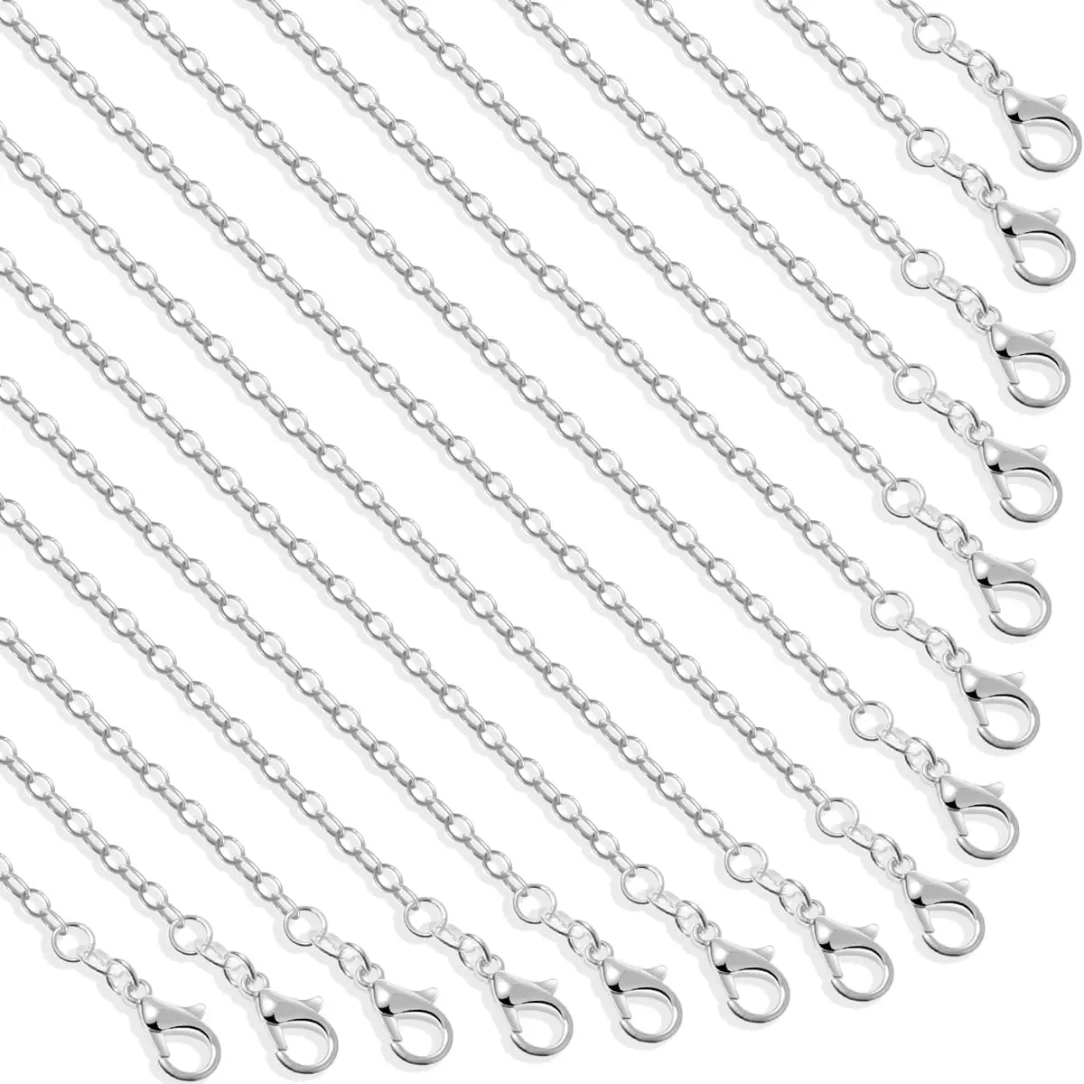 30 Pack  Making Chains Necklace Chain Bulk  Plated Necklace Chains for Necklace  Making, 1.2 mm (24 Inches)