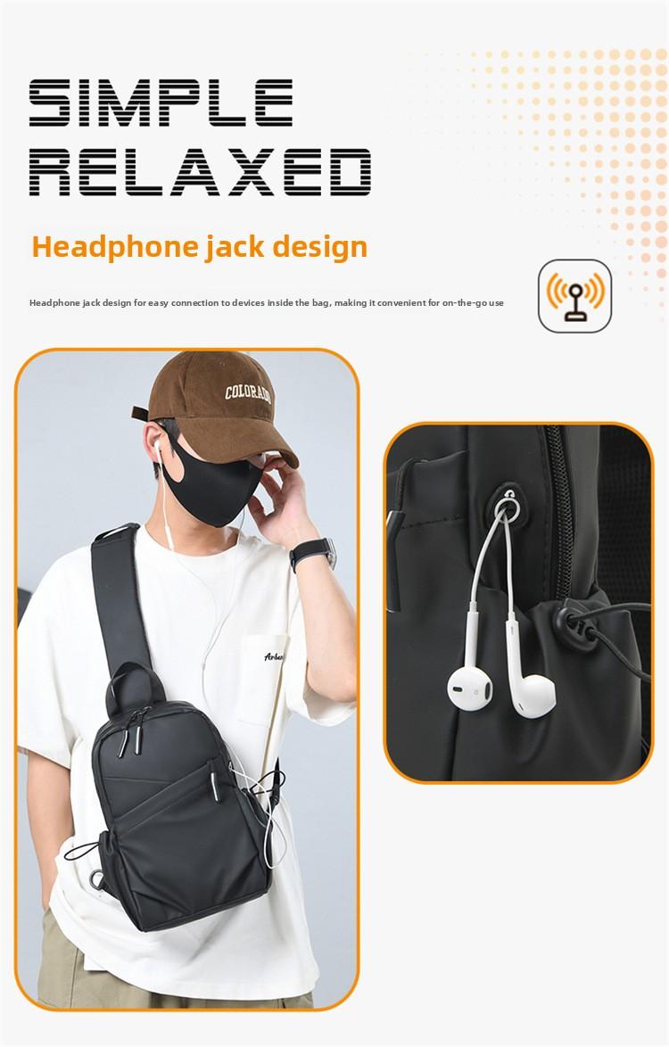 2026 trendy black leather shoulder bag, urban men's bag, suitable for short trips