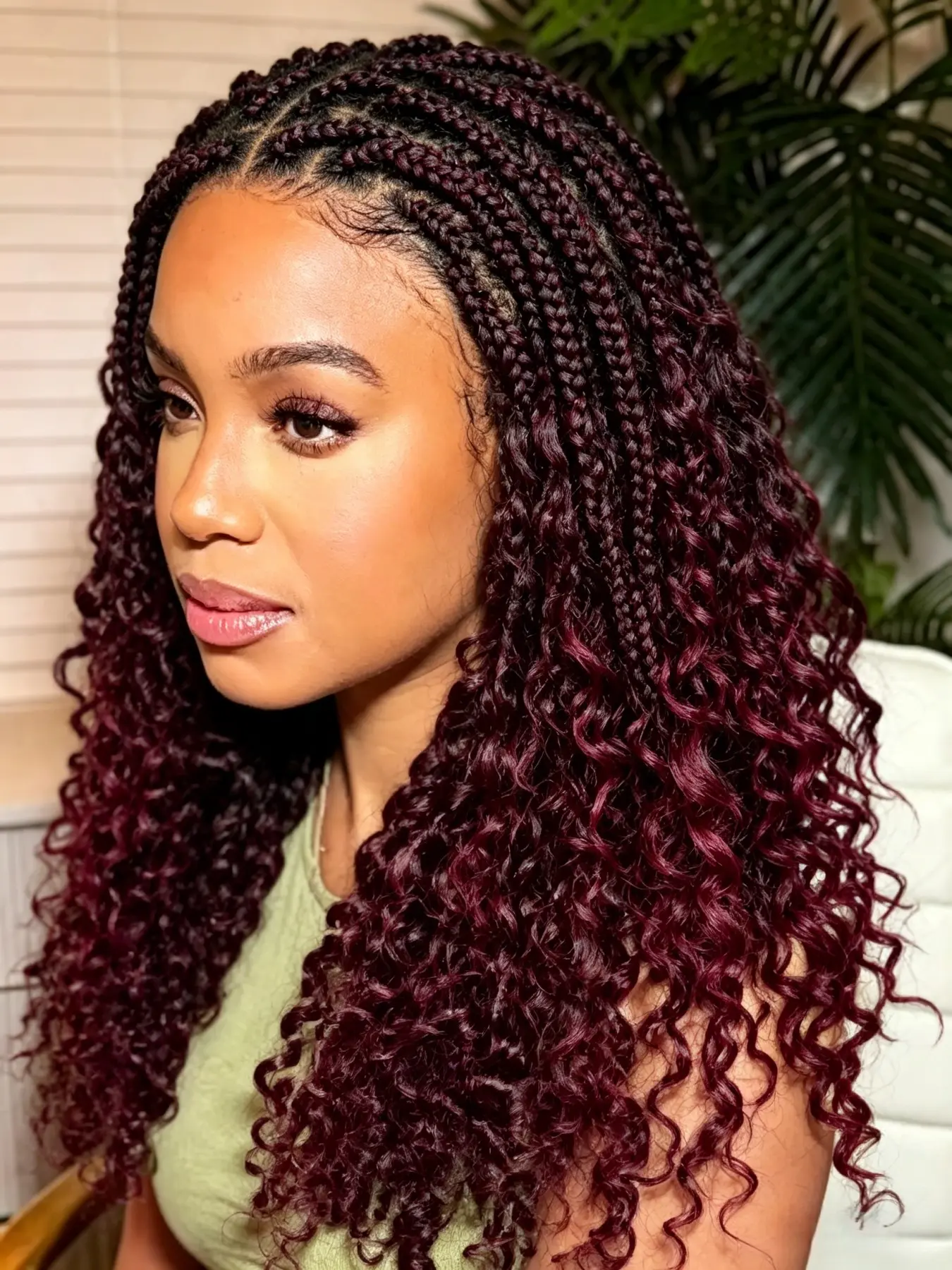 Medium Length Ombre Box Braids Curly Lace Wig, Beginner Friendly Hairpiece, Stylish and Easy-To-Use Synthetic Wig, Box Braided Wigs